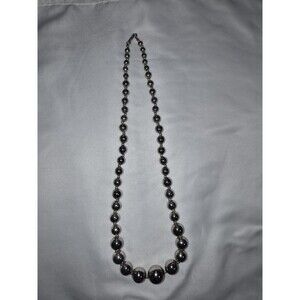 Vintage Designer Carol Dauplaise Chromed Beaded Necklace 22” Signed Graduated
